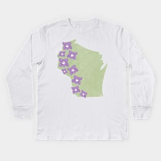 Wisconsin Violet Kids Long Sleeve T-Shirt